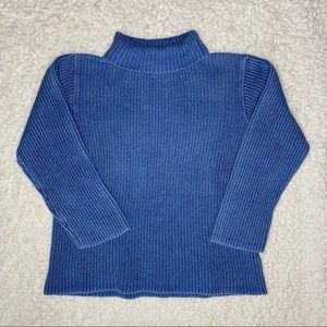100% Cotton Ribbed Blue Turtleneck Sweater